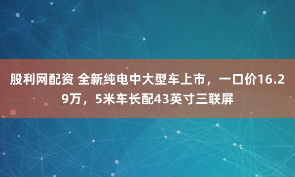 股利网配资 全新纯电中大型车上市，一口价16.29万，5米车长配43英寸三联屏